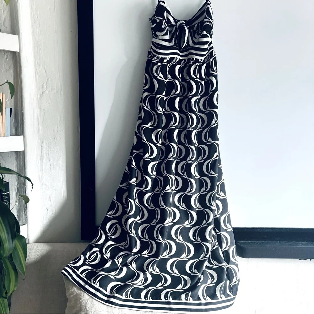 FARM Rio Brazil Copacabana Sidewalks Print Monochrome Midi Dress Size M (Medium) - Picture 9 of 16